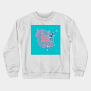 Double Happiness Koi Fish Turquoise with Red Symbol - Hong Kong Retro Crewneck Sweatshirt